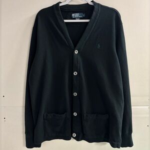 Vintage Polo Ralph Lauren Black Cotton Cardigan